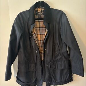 Barbour Black Field Jacket with Plaid Lining